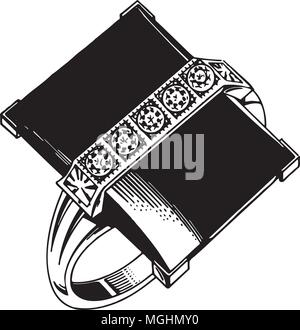 Square Onyx Ring - Retro Clipart Illustration Stock Vector