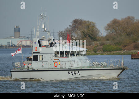 Royal Navy Archer Class P2000 patrol boats on the River Thames in London Stock Photo