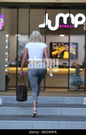 Amber Turner and Dean Ralph go on a date to Jump Street in Chelmsford where they go indoor climbing  Featuring: Amber Turner Where: Chelmsford, United Kingdom When: 28 Mar 2018 Credit: WENN.com Stock Photo