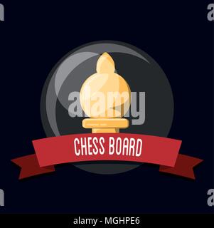 emblem of chess board design with bishop piece over black background, colorful design. vector illustration Stock Vector