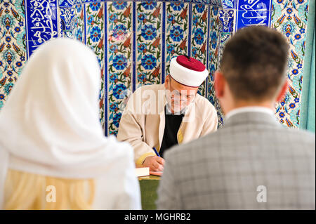 hands couple holding alamy young muslim beautiful mosque islamic ceremony engagement traditional way wedding