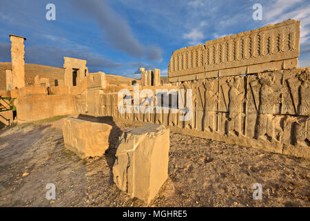 Persian site of Persepolis in Iran, at the sunset. Stock Photo