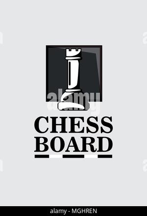 chess board design with rook piece over gray background, black and white design. vector illustration Stock Vector