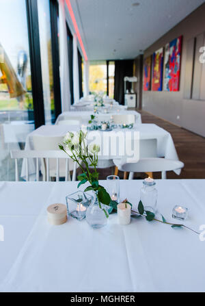 Restaurant decoration for wedding dinner Stock Photo
