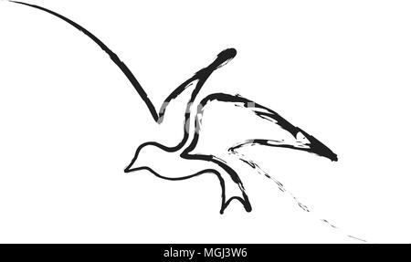 line drawing flying bird