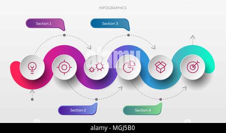 Modern vector circle and line infographic elements in bright colors Stock Vector