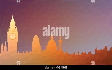 London city skyline triangulated - vector illustration Stock Vector