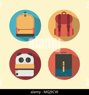 Cute and lovely backpack set Stock Vector