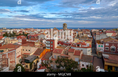 View of the old Spanish town Malgrat de Mar from the hill Stock Photo