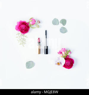 Flowers flat lay composition Stock Photo