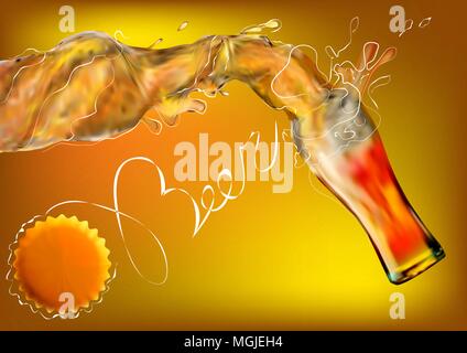 beer glass and abstract bottle Stock Vector