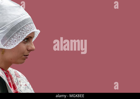 self-portrait of a young Dutch girl in historical costume Stock Photo