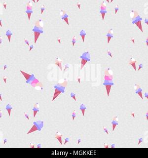 Seamless pattern of cute hand drawn ice cream cones. Summer season food background. EPS10 vector. Stock Vector