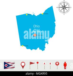 vector map and major cities of Ohio state Stock Vector Image & Art - Alamy