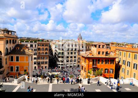 Skyline From Spanish Steps Rome Italy Stock Photo