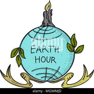 Earth Hour 60 Minute Template Stock Vector