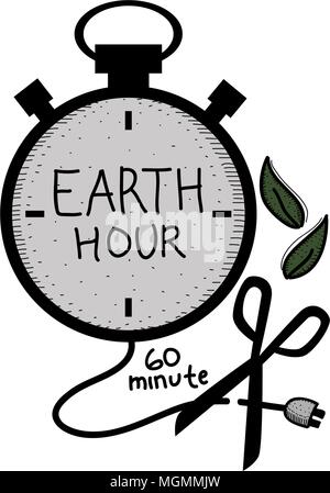 Earth Hour 60 Minute Template Stock Vector