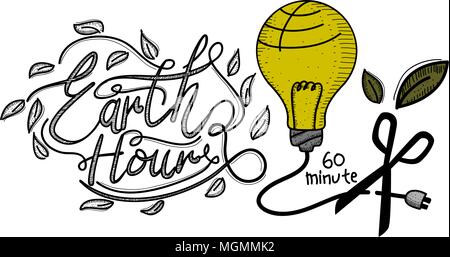 Earth Hour 60 Minute Template Stock Vector