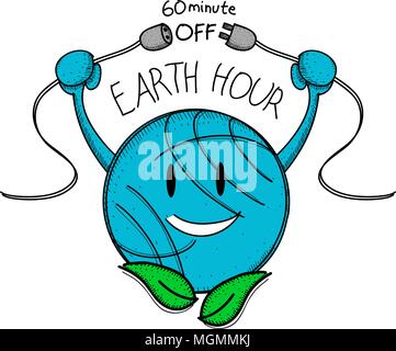 Earth Hour 60 Minute Template Stock Vector