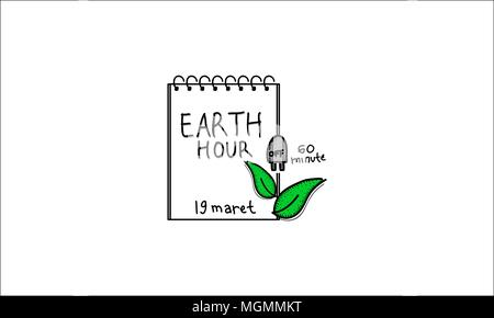 Earth Hour 60 Minute Template Stock Vector