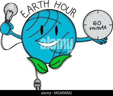 Earth Hour 60 Minute Template Stock Vector