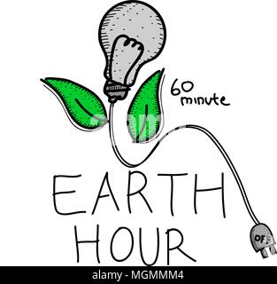 Earth Hour 60 Minute Template Stock Vector