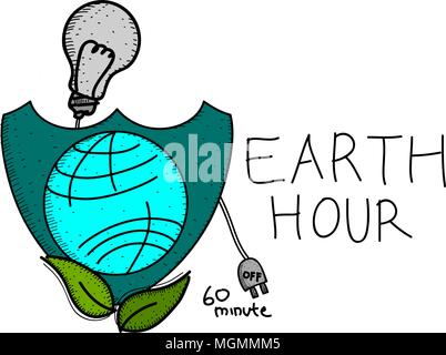 Earth Hour 60 Minute Template Stock Vector