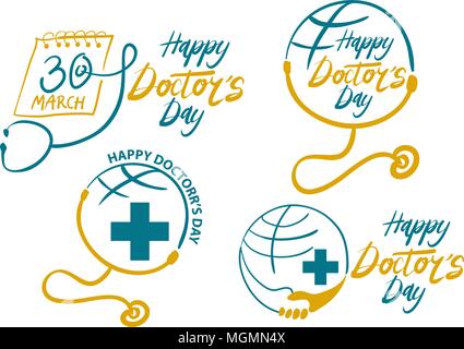 Happy Doctor's Day Template Set Stock Vector