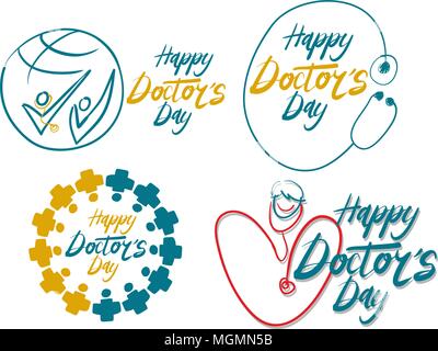 Happy Doctor's Day Template Set Stock Vector