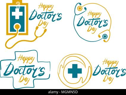 Happy Doctor's Day Template Set Stock Vector