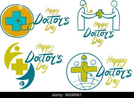 Happy Doctor's Day Template Set Stock Vector