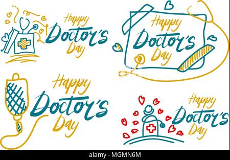 Happy Doctor's Day Template Set Stock Vector