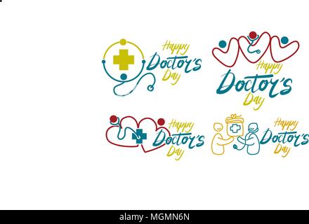 Happy Doctor's Day Template Set Stock Vector