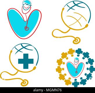 Happy Doctor's Day Template Set Stock Vector