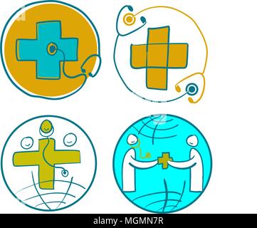 Happy Doctor's Day Template Set Stock Vector