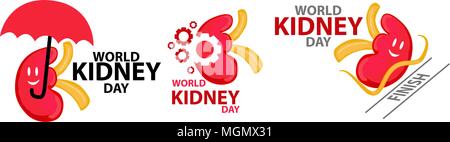 World Kidney Day Template Set Stock Vector