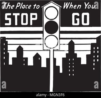 The Place To Stop - Retro Ad Art Banner Stock Vector
