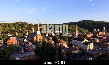 Looking down on churches and historic buildings in the small town of Montpellier, Vermont Stock Photo
