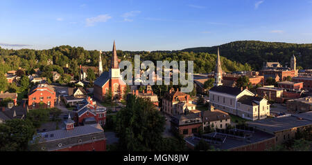 Looking down on churches and historic buildings in Montpellier, Vermont Stock Photo