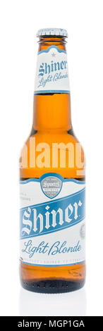 Winneconne, WI -  20 April 2018: A single bottle  of Shiner light blonde beer on an isolated background. Stock Photo