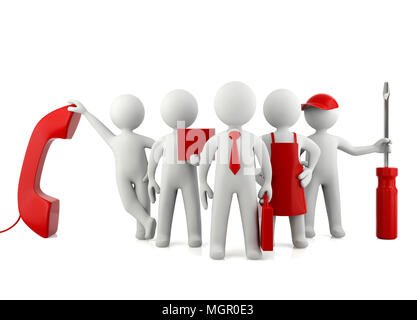 Group of 3D man different careers, professional career concept Stock Photo