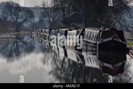 Narrow Boats on Chesterfield Canal  at Clayworth Stock Photo