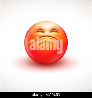 Angry smiling emoticon, emoji - vector illustration Stock Vector