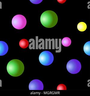 Volumetric multicolored balls of different sizes. Vector seamless illustration. Stock Vector