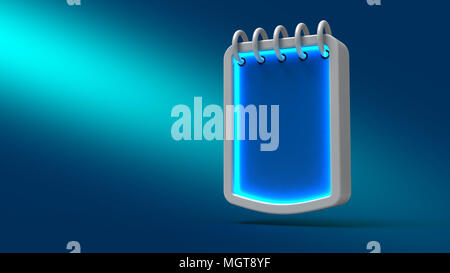 Glowing neon  bubble calendar on blue background. 3d illustration. Set for design presentations. Stock Photo