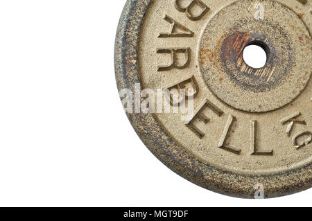 Detail of barbell weight isolated on white background. Stock Photo