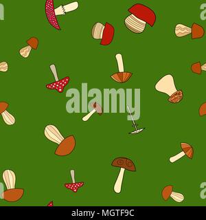 abstract vector doodle mushroom seamless pattern Stock Vector
