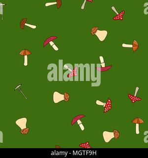 abstract vector doodle mushroom seamless pattern Stock Vector