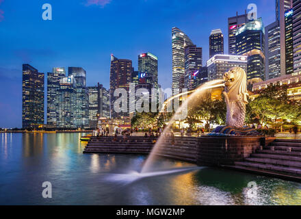 The statue of the Merlion in Merlion Park, Singapore. Stock Photo