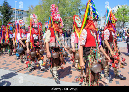 Carnival of masks Kukeri of folk traditions and rituals Bulgaria Varna 28.04.2018 Stock Photo